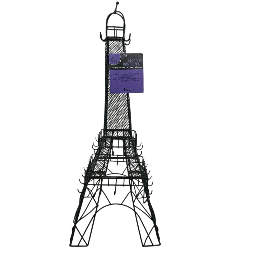 Black Metal Eiffel Tower Jewelry Organizer Holder Decorative Home Art Display - Picture 3 of 5